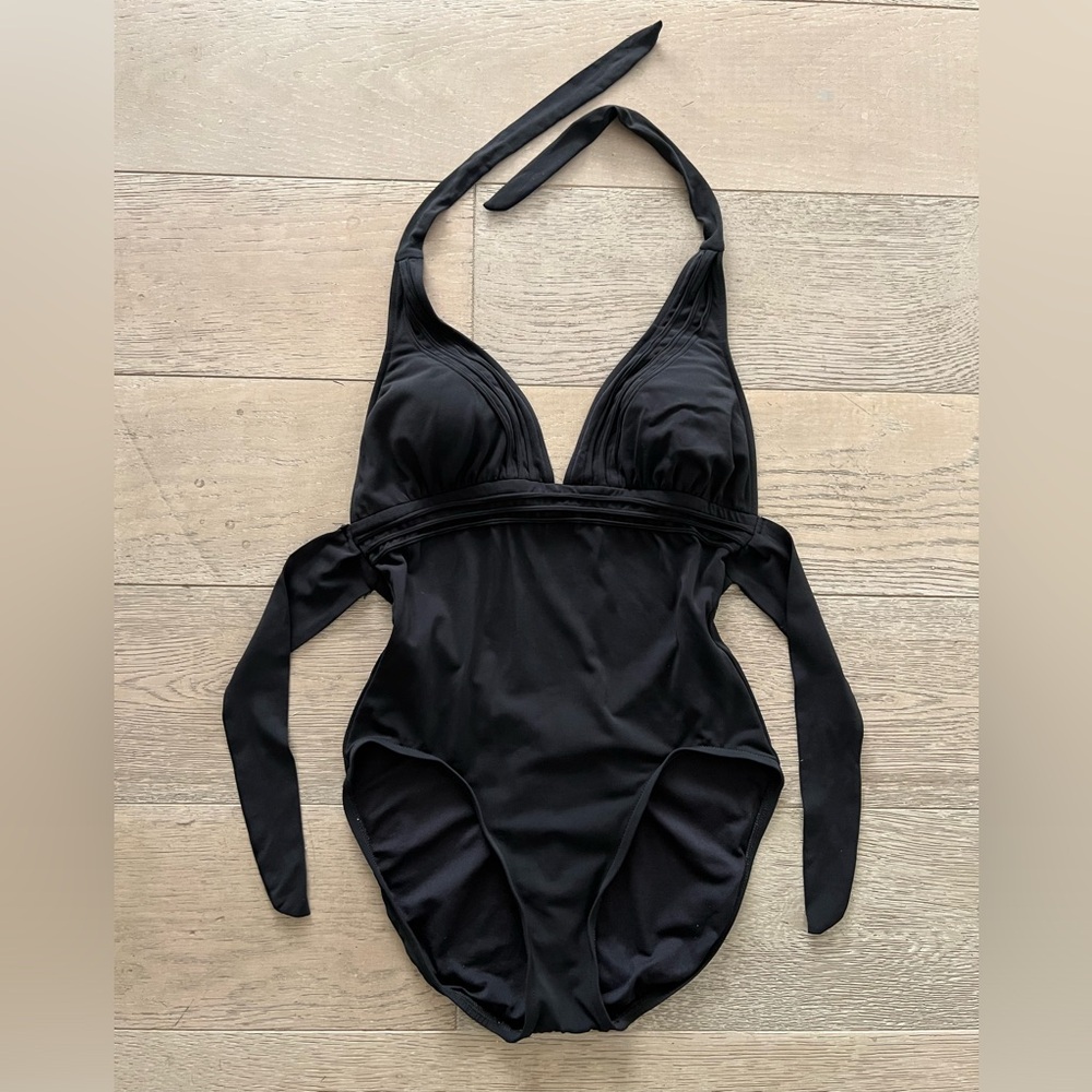 ROBIN PICCONE Plunge Neck One Piece Swimsuit